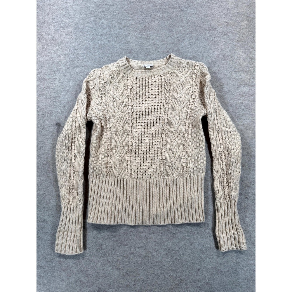 Gap Vintage Y2K Heather Camel Cable Knit Cotton Wool Sweater Womens Medium